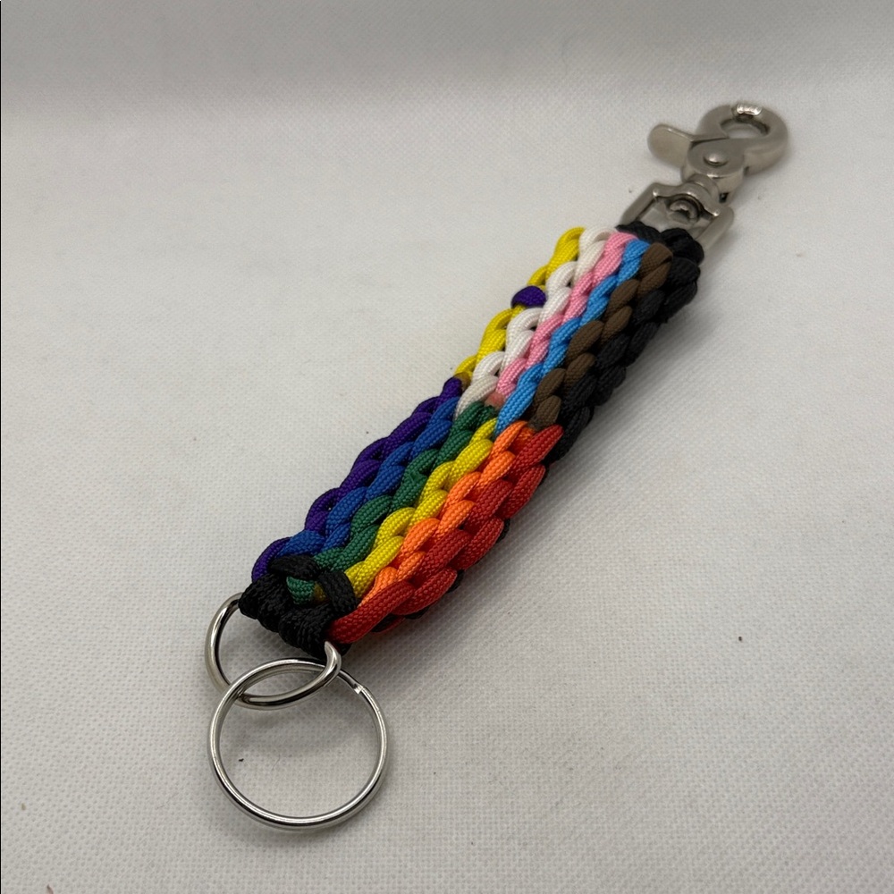 Handmade Progress Flag Style Paracord Keychain with Trigger Clip